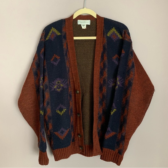 Vintage Aztec pattern cardigan size M - Picture 1 of 5